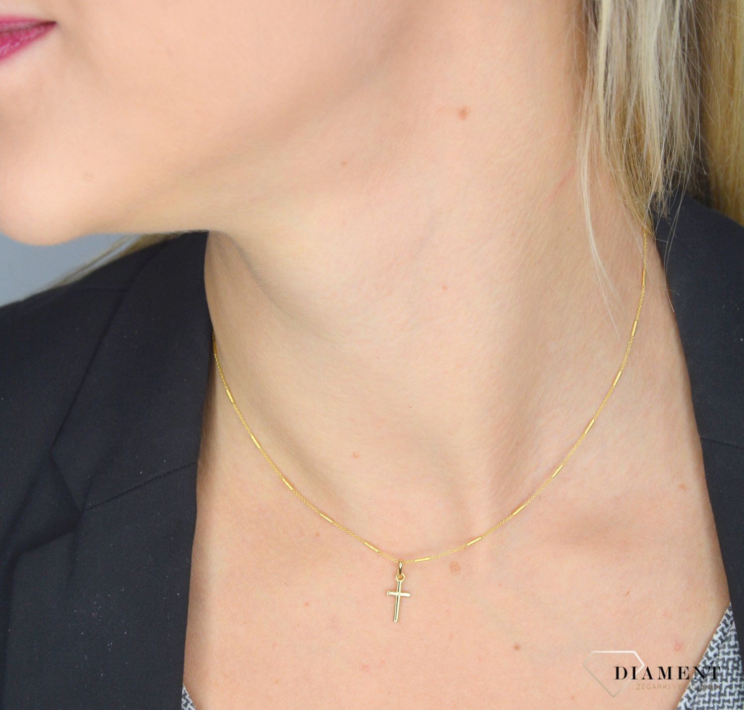 Złoty łańcuszek 585 o szerokości 1 mm DIA-LAN-1079-585 1mm.jpg